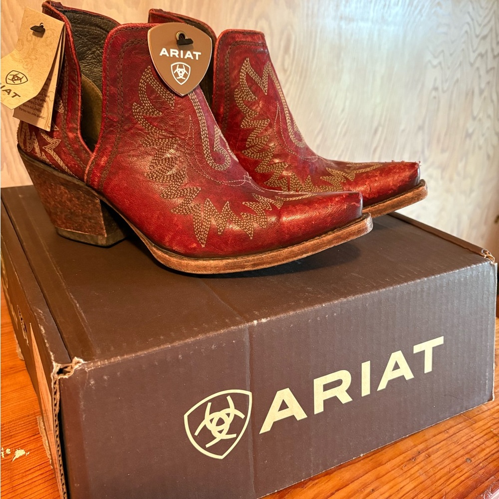 Ariat Red Heeled Boots with Western Flair